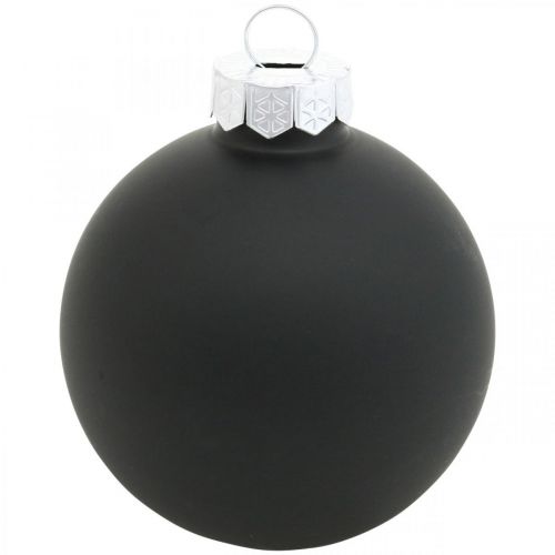 Artikel Julgranskulor, trädhängen, glaskulor svarta H6,5cm Ø6cm äkta glas 24 st