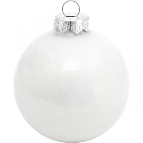 Artikel Snöklot, trädhänge, julgransdekoration, vinterdekoration vit H6,5cm Ø6cm äkta glas 24 st