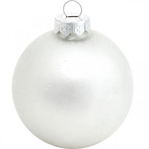 Artikel Snöklot, trädhänge, julgransdekoration, vinterdekoration vit H6,5cm Ø6cm äkta glas 24 st