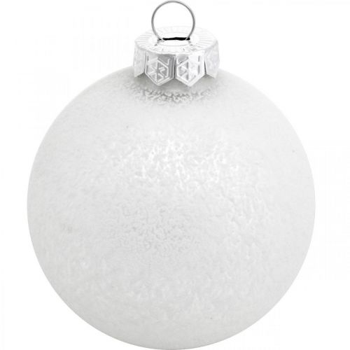 Artikel Trädhänge, snöglob, julgransdekoration, vinterdekoration vit H4,5cm Ø4cm äkta glas 24 st