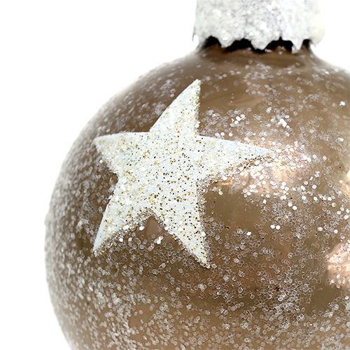 Artikel Julbollsglas med stjärnmönster ljusbrunt Ø6cm 6st