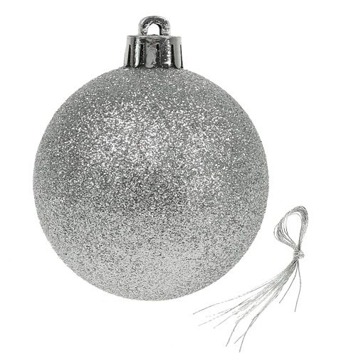 Artikel Julkula plast silver 6cm 10st