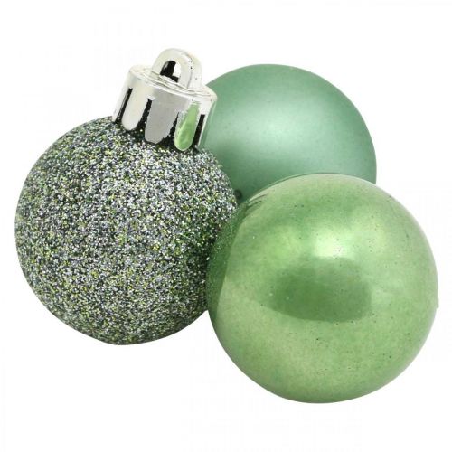 Floristik24 Trädbollsmix, minijulkula, adventsdekoration grön Ø2,5cm plast 14st