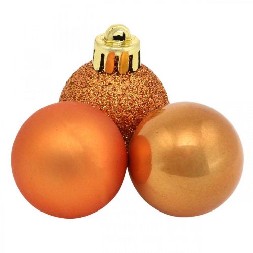 Floristik24 Mini julgranskula, träddekorationsmix, julkula orange Ø2,5cm plast 14st