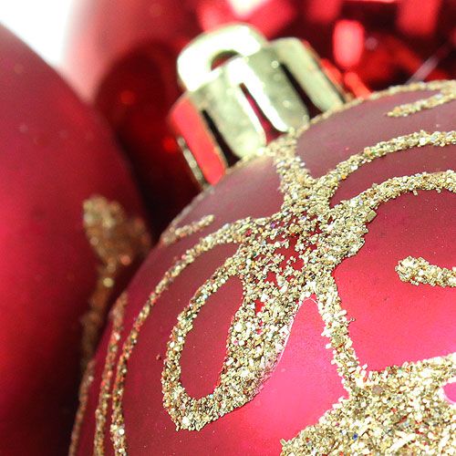 Floristik24 Julboll plast rubin Ø70mm 8st