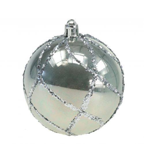 Floristik24 Julkula plast silver Ø8cm 2st