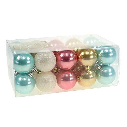 Floristik24 Julbollsats plast pastellfärgad Ø6cm 30st
