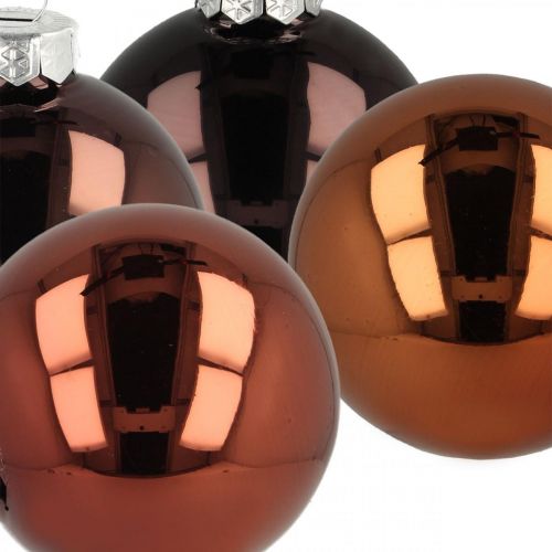 Floristik24 Julgranskulor, träddekorationer, julkula brun H6,5cm Ø6cm äkta glas 24 st