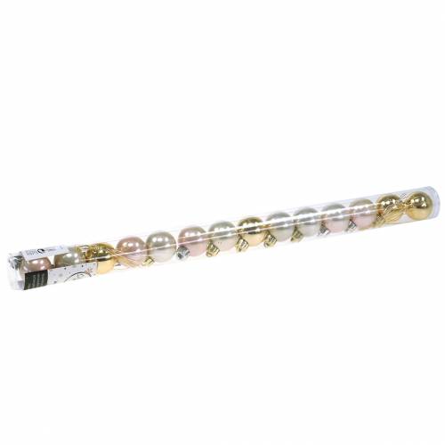 Floristik24 Julgransdekorationer Julkulor guld, vit, rosa 3cm 14st
