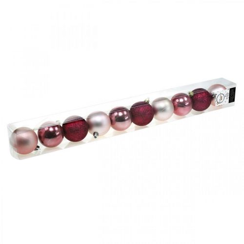 Floristik24 Julgranskulor, julpynt, trädhängen ros / rosa / rosa Ø5,5cm plast 10st