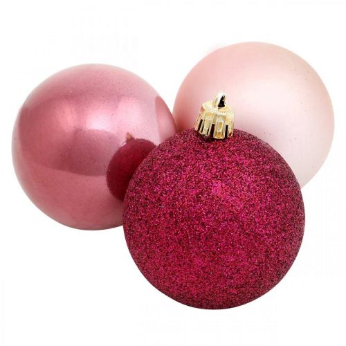 Julgranskulor, julpynt, trädhängen ros / rosa / rosa Ø5,5cm plast 10st