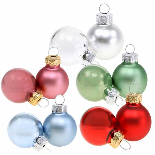 Floristik24 Mini julgranskulor matt/blank assorterad Ø2,5cm 24 st olika färger