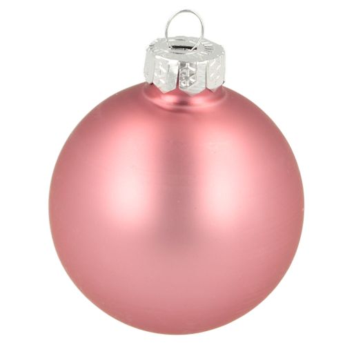 Artikel Julkulor i glasgransdekoration rosa grå Ø50mm 24 st