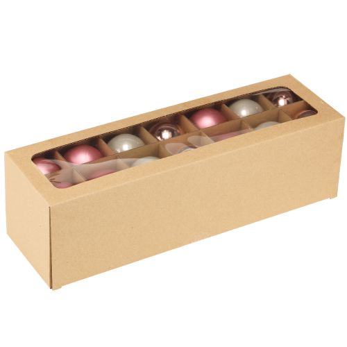 Artikel Julkulor i glasgransdekoration rosa grå Ø50mm 24 st