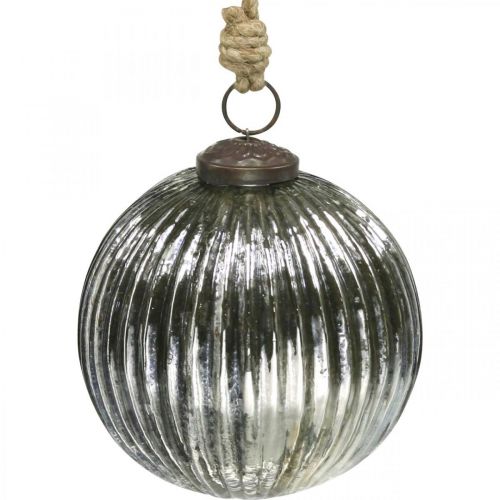 Floristik24 Julkulor glas Julgranskulor silver med räfflor Ø10cm 2st