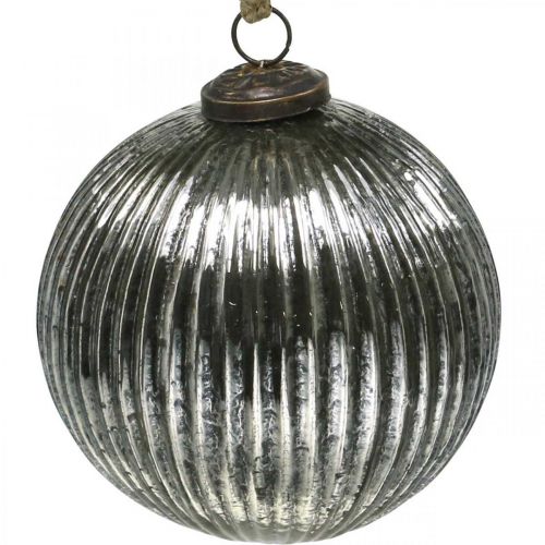 Floristik24 Julkulor glas Julgranskulor silver med räfflor Ø12cm 2st
