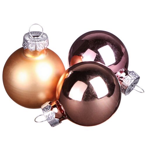 Artikel Julkulor glas rosa aprikosmix mini Ø3cm 22 st
