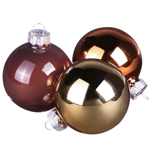 Julkulor guldbruna mix glaskulor Ø4cm 24 st
