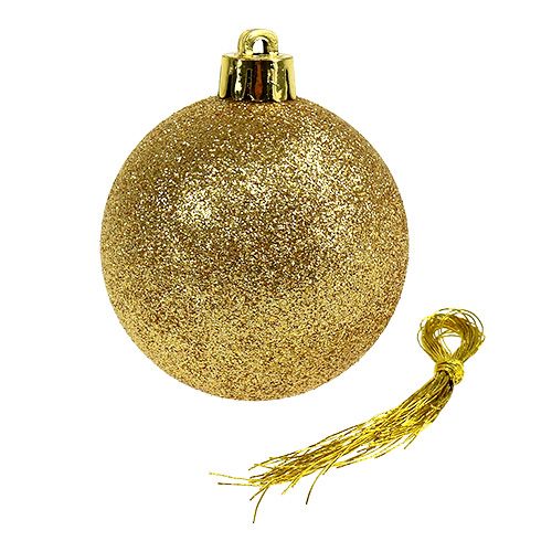 Floristik24 Julkulor guld, röd mix plast Ø6cm 30p