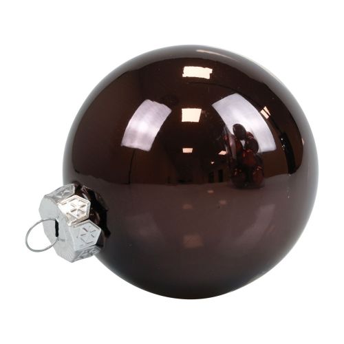 Floristik24 Julkulor glas brun mix trädkulor blank Ø7,5cm 12st