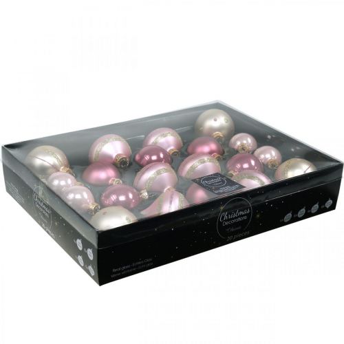 Floristik24 Julkulor glas rosa gul assorterad Ø4,5-7cm 20 st