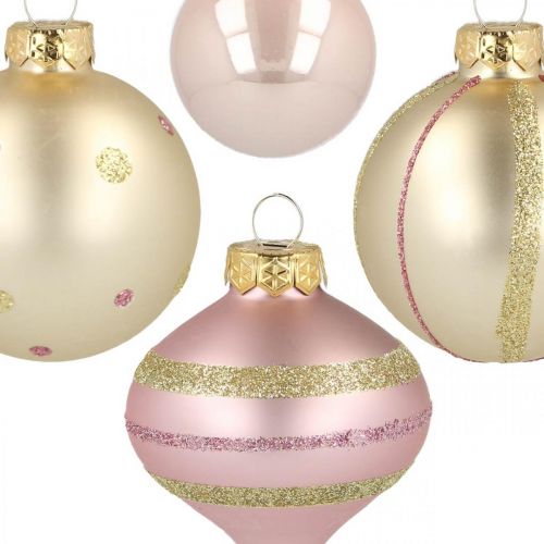Floristik24 Julkulor glas rosa gul assorterad Ø4,5-7cm 20 st