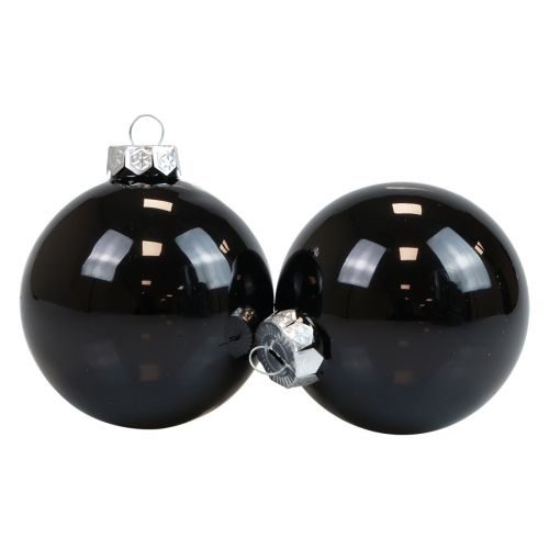 Floristik24 Julkulor glas svarta trädkulor blank Ø7,5cm 12 st