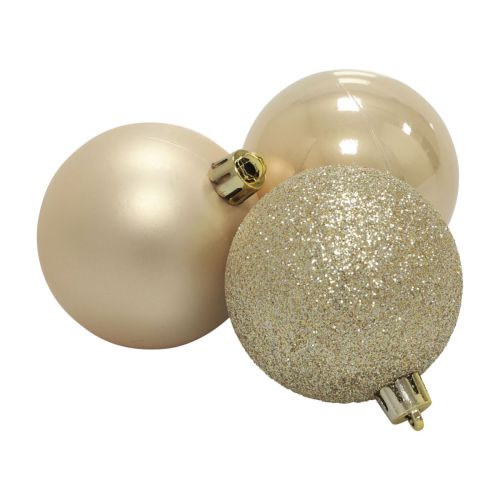 Artikel Julkulor plast champagne glitter matt Ø6cm 10 st
