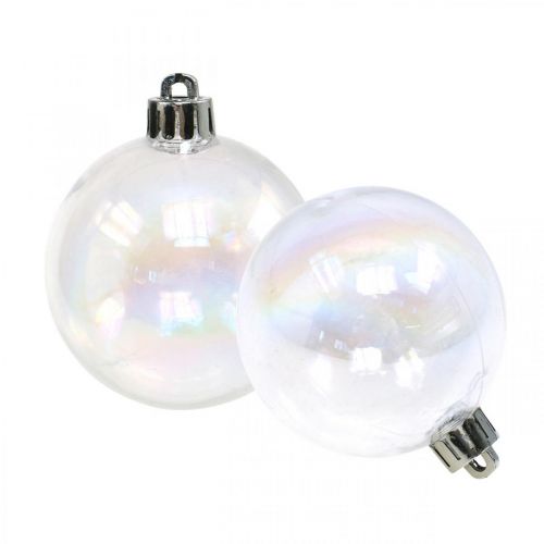 Floristik24 Julkulor plast transparent iriserande Ø6cm 12st