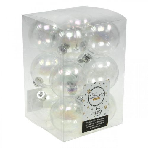 Floristik24 Julkulor plast transparent iriserande Ø6cm 12st
