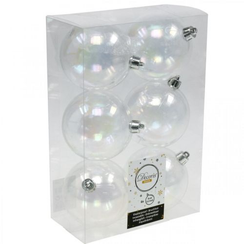 Floristik24 Julkulor plast transparent iriserande Ø8cm 6st