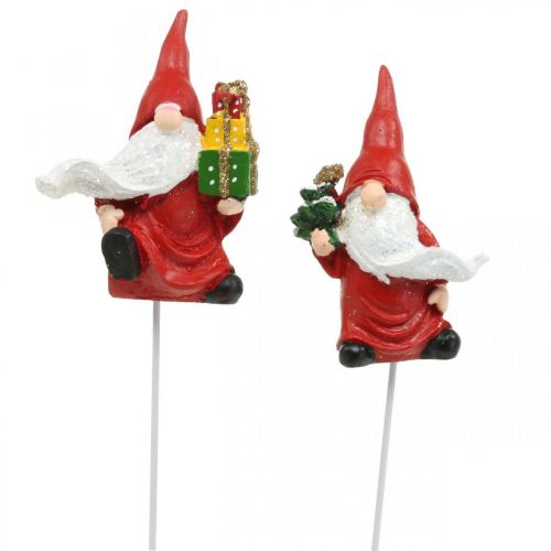 Floristik24 Julgarn dekorationsplugg gnome santa claus 7cm 4st