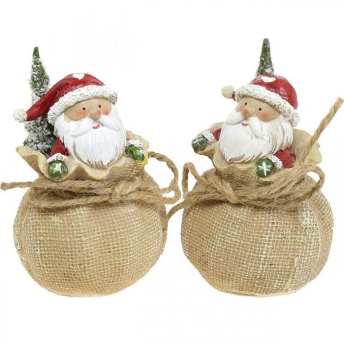 Floristik24 Dekorativ jultomte i säck Juldekoration Ø8cm/H13cm 2 st