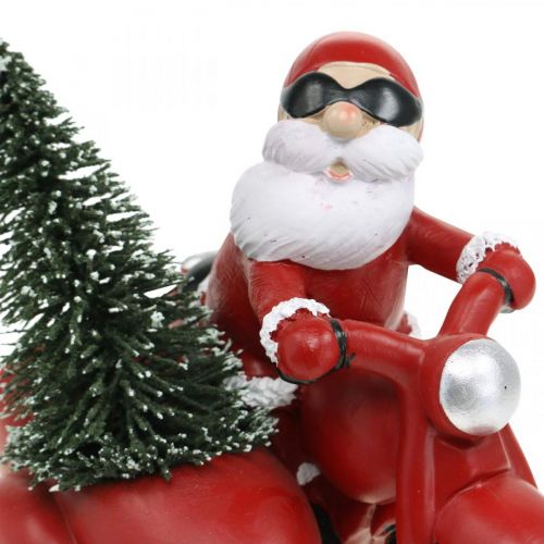 Floristik24 Dekorativ figur jultomte på motorcykel med gran 19,5×13×16cm