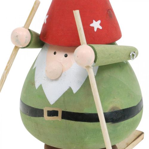 Artikel Gnome på skidor dekorativ figur trä Jul Gnome figur H13cm