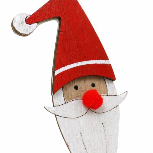 Artikel Trästift Santa Claus med metallfjäder röd, vit, naturlig 12 / 13cm L36 / 36,5cm 12st