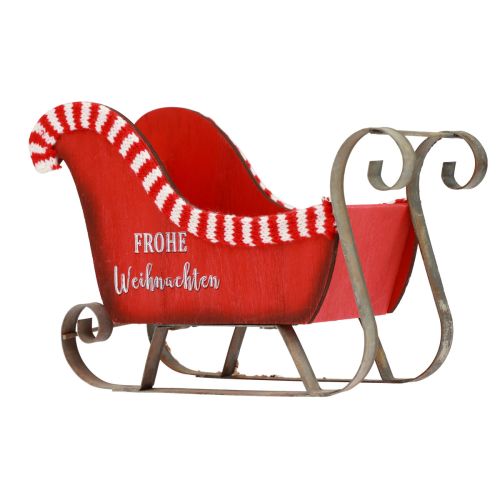 Floristik24 Julsläde Trä Metall Röd God Jul L26cm