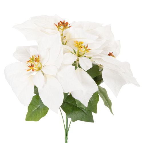Konstgjord julstjärna, vit, storblommig, dekorativ växt, 40 cm