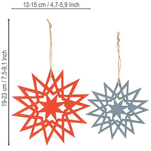 Artikel Julstjärnedekoration i trä för upphängning Ø12/15cm 8 stycken