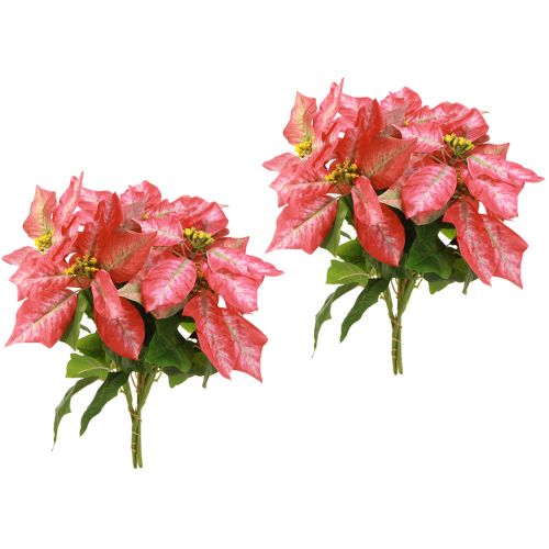 Artikel Konstgjord Julstjärna Röd Rosa L35cm 6st 2 klasar