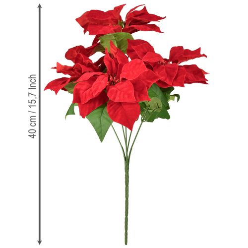 Artikel Julstjärna Röd Konstväxt 5 Blommor 40cm