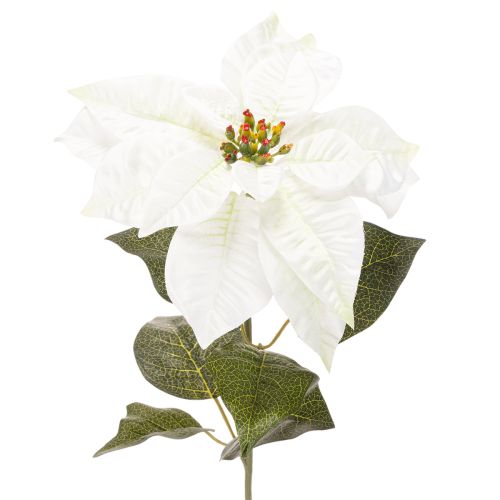 Konstgjord vit julstjärna, stor blommande grendekoration, 65 cm, 2 stycken
