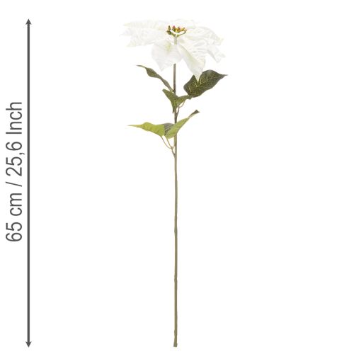 Konstgjord vit julstjärna, stor blommande grendekoration, 65 cm, 2 stycken | Floristik24.se