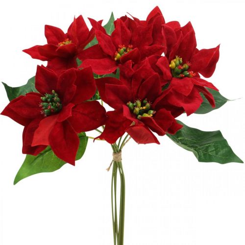 Artikel Konstgjord julstjärna röd sidenblommor dekoration 6 stycken i ett gäng
