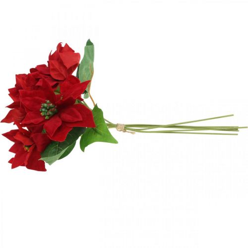 Artikel Konstgjord julstjärna röd sidenblommor dekoration 6 stycken i ett gäng