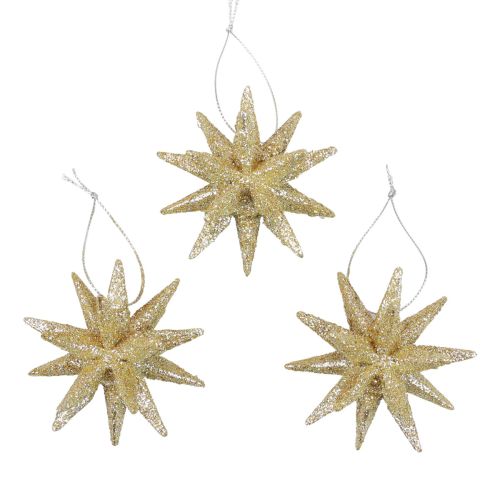 Floristik24 Julstjärnor Juldekorationer guldglitter Ø7cm 6 st