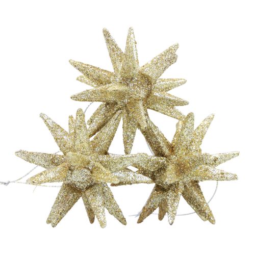Floristik24 Julstjärnor Juldekorationer guldglitter Ø7cm 6 st