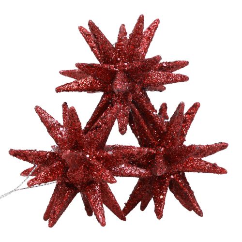 Floristik24 Julstjärnor Juldekorationer rött glitter Ø7cm 6 st