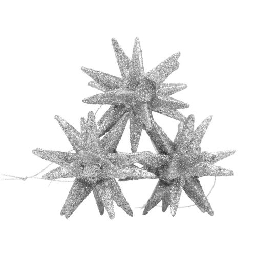 Artikel Julstjärnor Juldekorationer silverglitter Ø7cm 6 st
