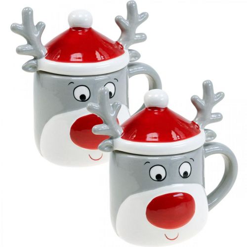 Floristik24 Julkopp renmugg med lock H15cm 2st